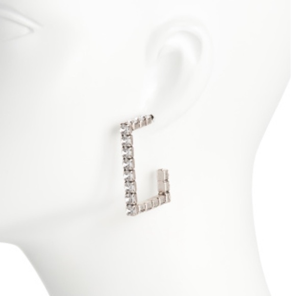 DANNIJO Archer Silverplated & Swarovski Crystal Hoop Earrings NWT - Picture 6 of 17